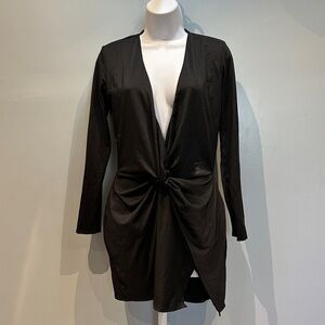 Roma Longsleeve Black Dress Large Ruffle Detail